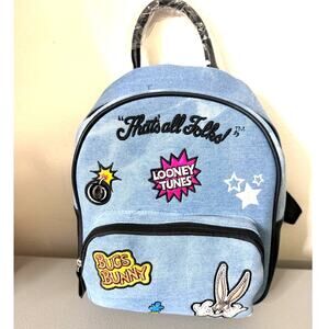 Looney Tunes Bugs Bunny Denim Mini Backpack Y2K Cartoon NWT